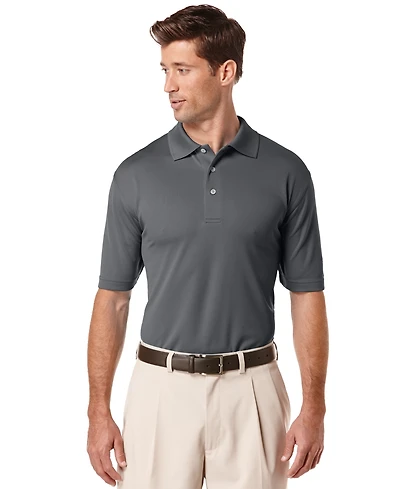 Pga Tour Men's Airflux Solid Mesh Short Sleeve Golf Polo Shirt