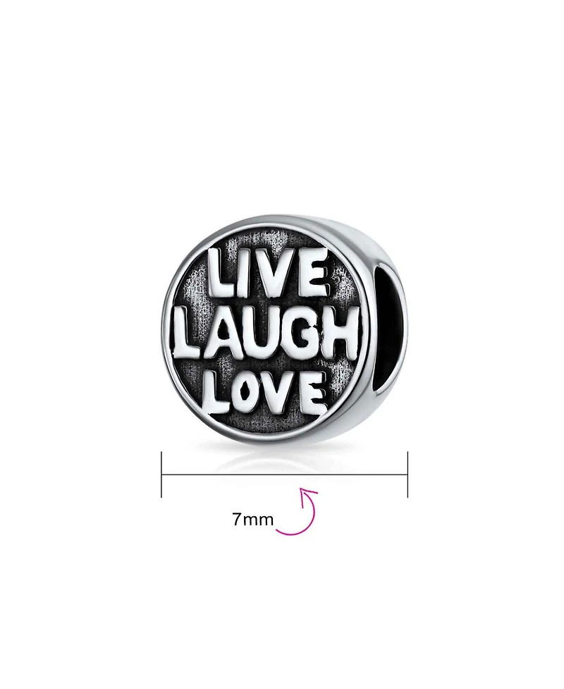 Bling Jewelry Live Laugh Love Mantra Charm Bead Sterling Silver Bracelet