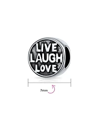 Bling Jewelry Live Laugh Love Mantra Charm Bead Sterling Silver Bracelet