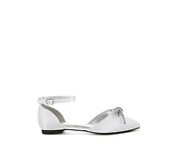 Simina Rhinestone Detail Bow Flat Sandals