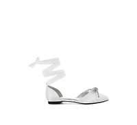 Simina Rhinestone Detail Bow Flat Sandals