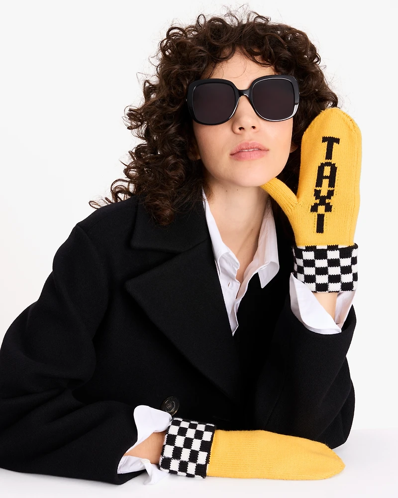 Kate Spade New York Women's Taxi Checkboard Mittens