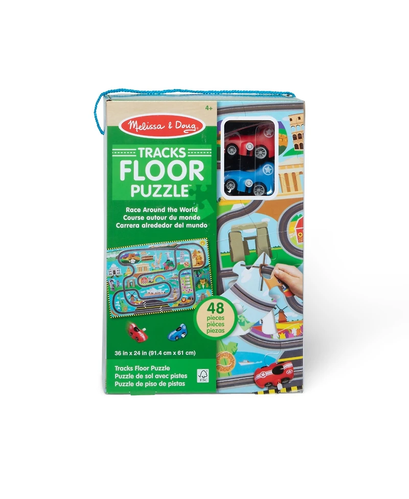 Melissa and Doug Race Track Floor Puzzle and Play Set