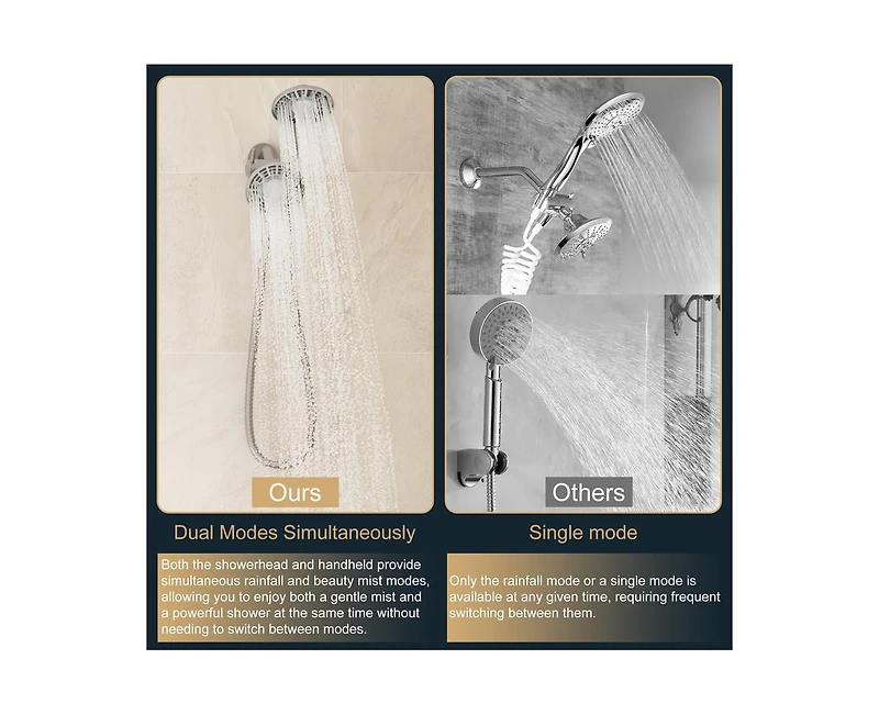 3-Function Dual Shower Head and Handheld with Bathtub Spout Rough in-valve