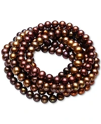 Belle de Mer 7-Pc. Set Dyed Chocolate Cultured Freshwater Baroque Pearl (6-7mm) Stretch Bracelets