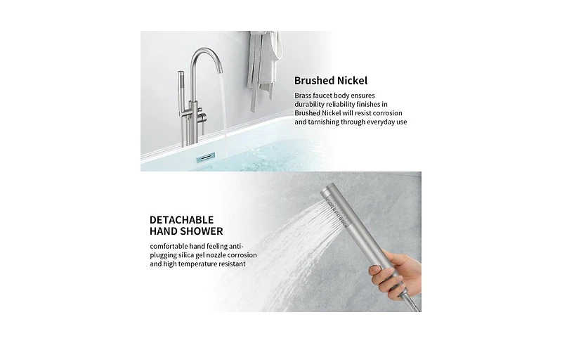 Slickblue Freestanding Bathtub Faucet Floor Mount Bathroom Faucet with Hand Shower