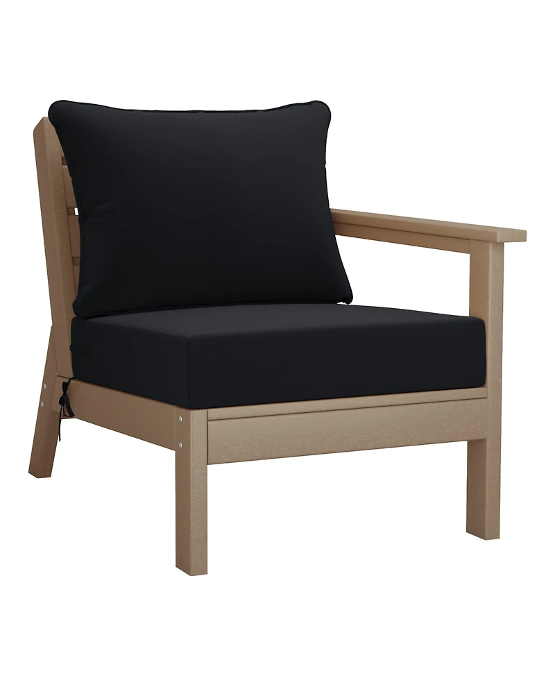 WestinTrends Outdoor 5-Piece Weathered Wood Modular Sectional Patio Furniture Sofa Set