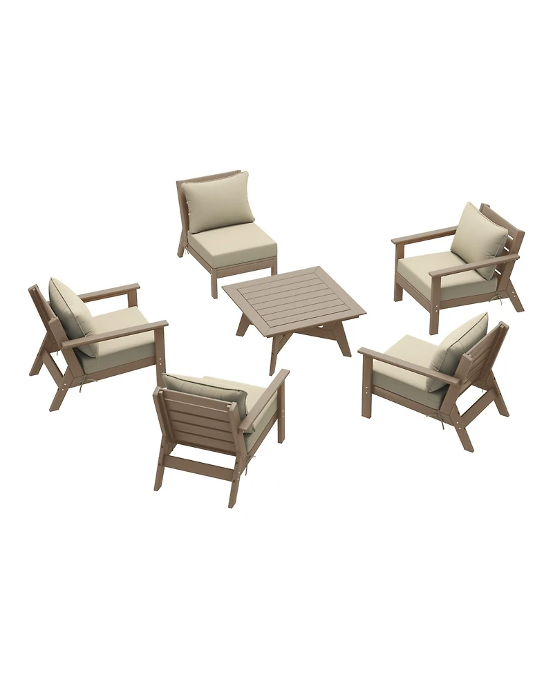 WestinTrends Outdoor -Piece Weathered Wood Modular Sectional Patio Furniture Sofa Set