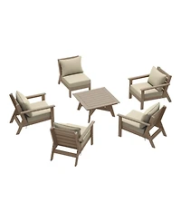 WestinTrends Outdoor -Piece Weathered Wood Modular Sectional Patio Furniture Sofa Set