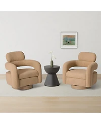 WestinTrends Mid-Century Modern Faux Sherpa Swivel Barrel Accent Chair (Set of 2)
