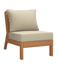 WestinTrends Outdoor Patio Hdpe Teak Sectional Sofa with Cushions