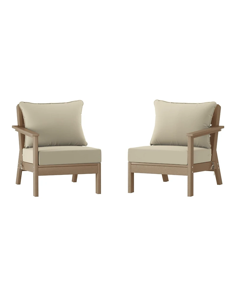 WestinTrends Outdoor Patio Hdpe Weathered Wood Loveseat Sofa with Cushions