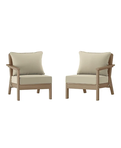 WestinTrends Outdoor Patio Hdpe Weathered Wood Loveseat Sofa with Cushions