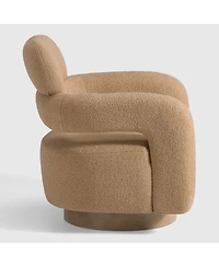 WestinTrends Mid-Century Modern Faux Sherpa Swivel Barrel Accent Chair