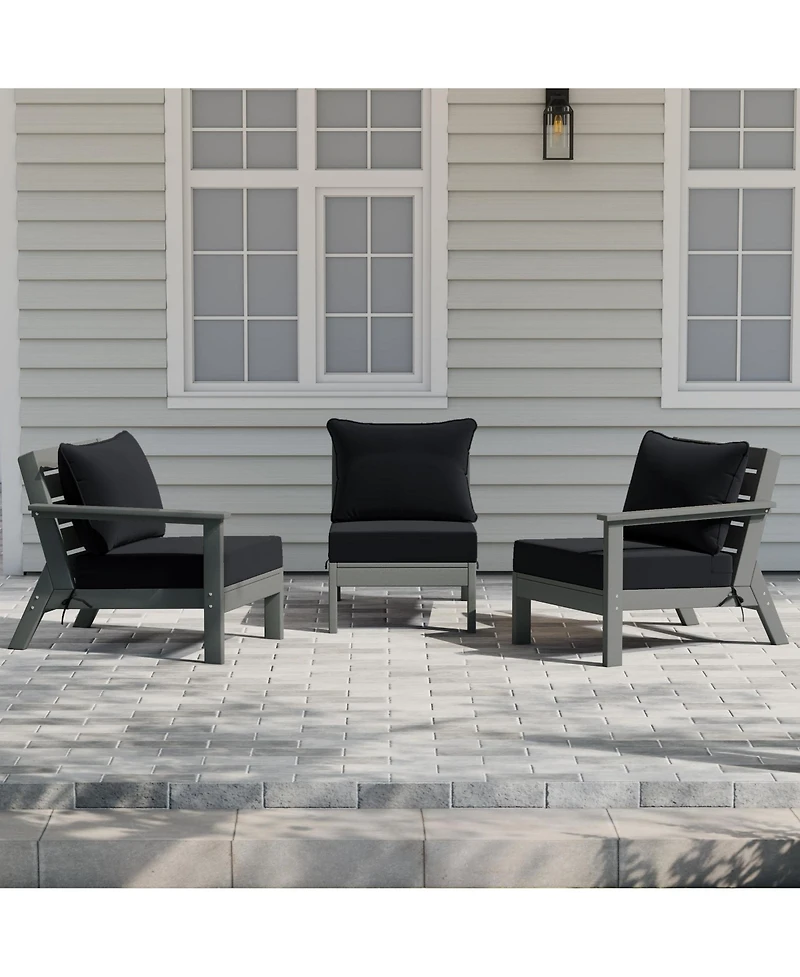 WestinTrends Outdoor Patio Hdpe Gray Sectional Sofa with Cushions