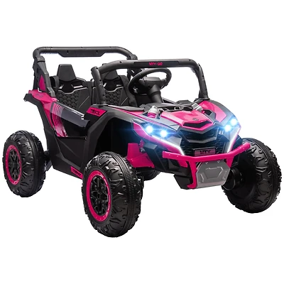 Qaba 24V 7AH Ride on Car, 2 Seater 4 Mph Ride on Utv w/ Music,