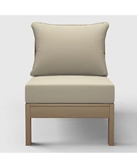 WestinTrends Outdoor Hdpe Deep Seating Modular Armless Patio Weathered Wood Chair with Cushions