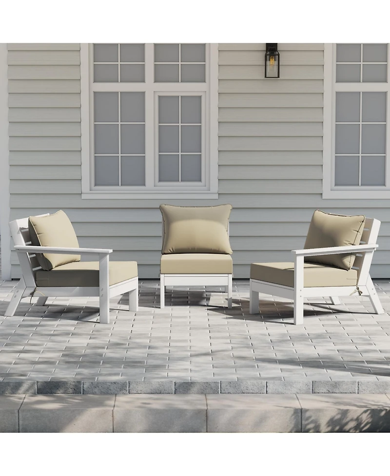 WestinTrends Outdoor Patio Hdpe White Sectional Sofa with Cushions
