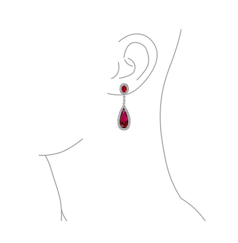 Bling Jewelry Classic Art Deco Style Halo Linear Long Cz Statement Dangle Teardrop Chandelier Earrings Silver Plated