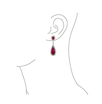 Bling Jewelry Classic Art Deco Style Halo Linear Long Cz Statement Dangle Teardrop Chandelier Earrings Silver Plated