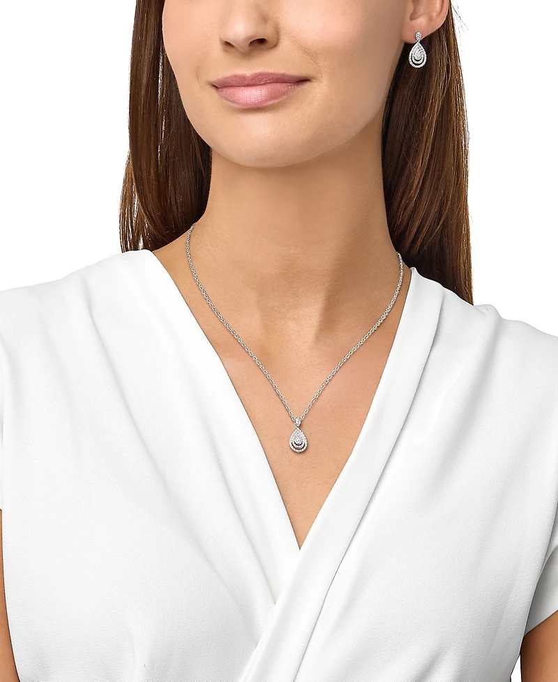 2-Pc. Set Diamond Teardrop Pendant Necklace & Matching Earrings (1 ct. t.w.) in Sterling Silver