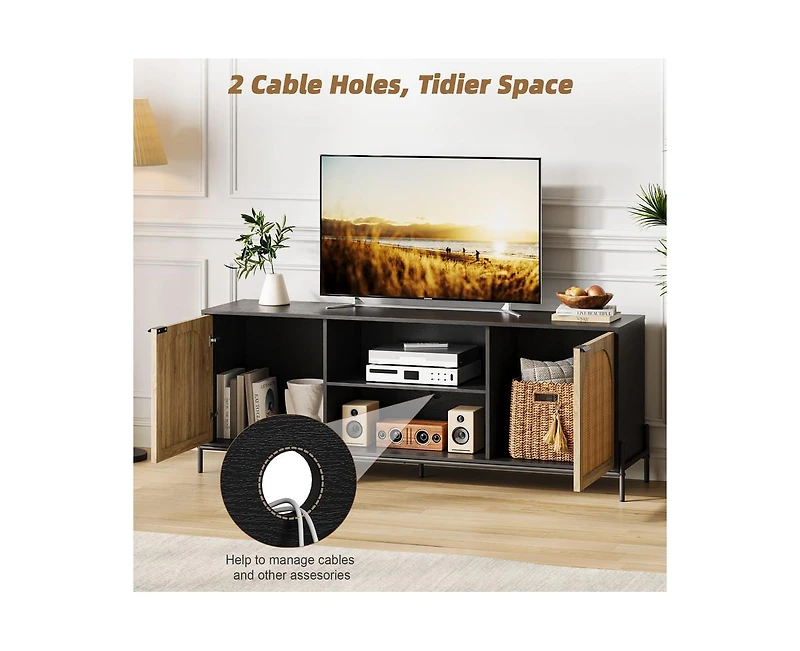 gaomon Tv Stand for 75 inch Tv, Entertainment Center with Storage, 65 Inch Tv Console Table with Metal Legs