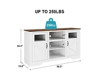 gaomon Farmhouse Tv Stand with Led Lights, Entertainment Center for 65/60/55 Inches Televisions, Tv Console with Storage Cabinets and Open Shelves