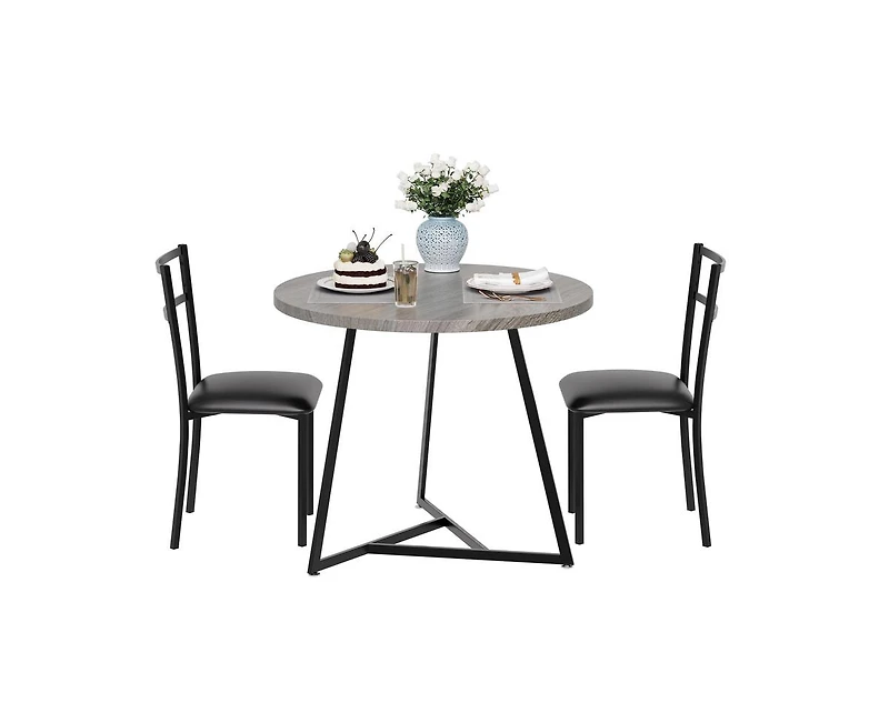 Round Dining Table Set for 2,Kitchen Chairs of 2, Small Room with 2 Upholstered Chairs, Dinette Place,Apartment,