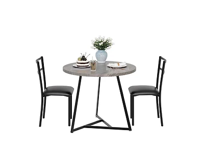 Round Dining Table Set for 2,Kitchen Chairs of 2, Small Room with 2 Upholstered Chairs, Dinette Place,Apartment,