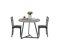 Round Dining Table Set for 2,Kitchen Chairs of 2, Small Room with 2 Upholstered Chairs, Dinette Place,Apartment,
