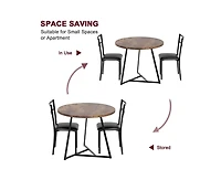 Round Dining Table Set for 2,Kitchen Chairs of 2, Small Room with 2 Upholstered Chairs, Dinette Place,Apartment,