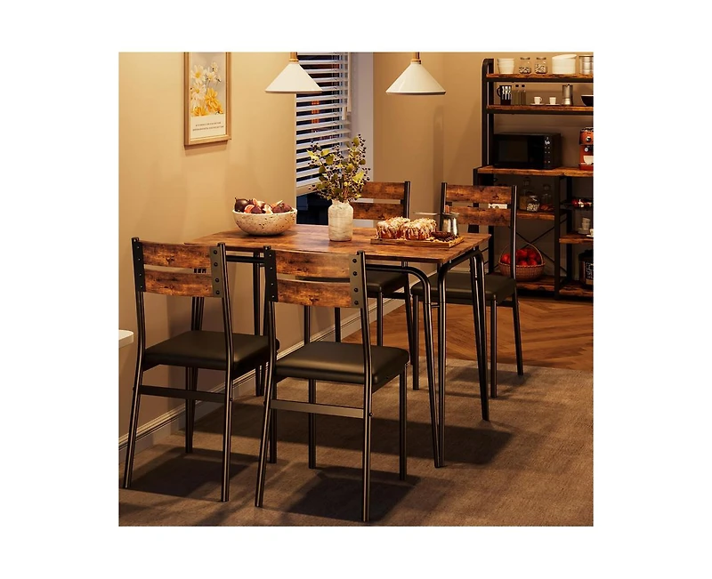 Dining Table for 2, Small and Chairs Set of Square Dinette Dinner Set, 3 Piece Kitchen & Room Sets Space, A