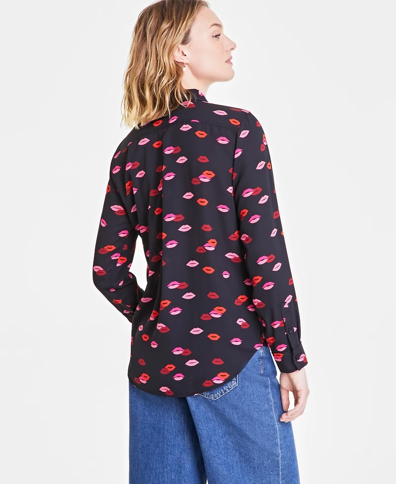 On 34th Women's Button-Front Crepe Shirt