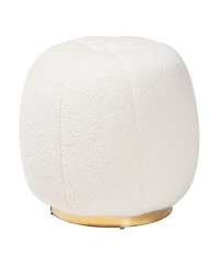 Baxton Studio Raelynn Modern and Contemporary Ivory Boucle Upholstered and Gold Metal Ottoman