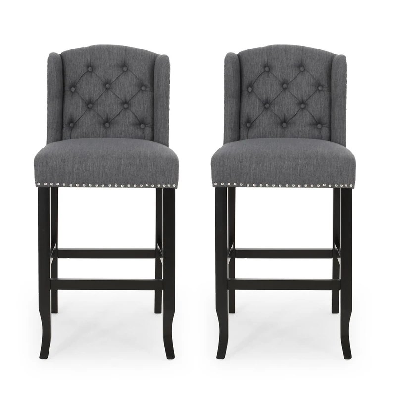 31" Tufted Wingback Bar Stools,Set of 2,for Kitchen Island or Bar-The Pop Home
