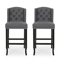 31" Tufted Wingback Bar Stools,Set of 2,for Kitchen Island or Bar-The Pop Home