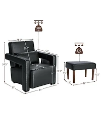 Gouun Modern Berber Fleece Single Sofa Chair with Ottoman and Waist Pillow