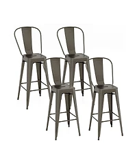 Gouun 30 Inch Height Set of 4 High Back Metal Industrial Bar Stools