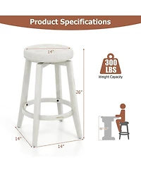 Gouun 360-Degree Swivel Upholstered Rubberwood Frame Bar Stool Set of 2 with Footrest- inches