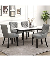 Gouun Upholstered Dining Chairs Set of 2 Tufted Wingback Chairs with Rubber Wood Legs