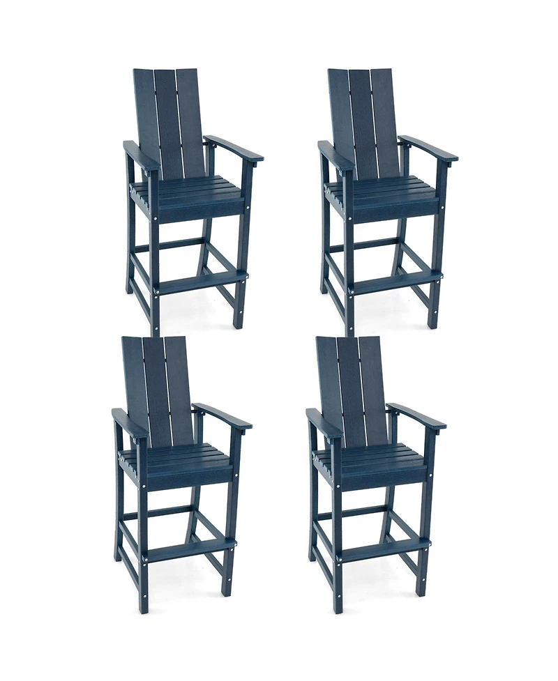 Tall Adirondack Chair Outdoor Bar Stool with Ergonomic Backrest for Backyard