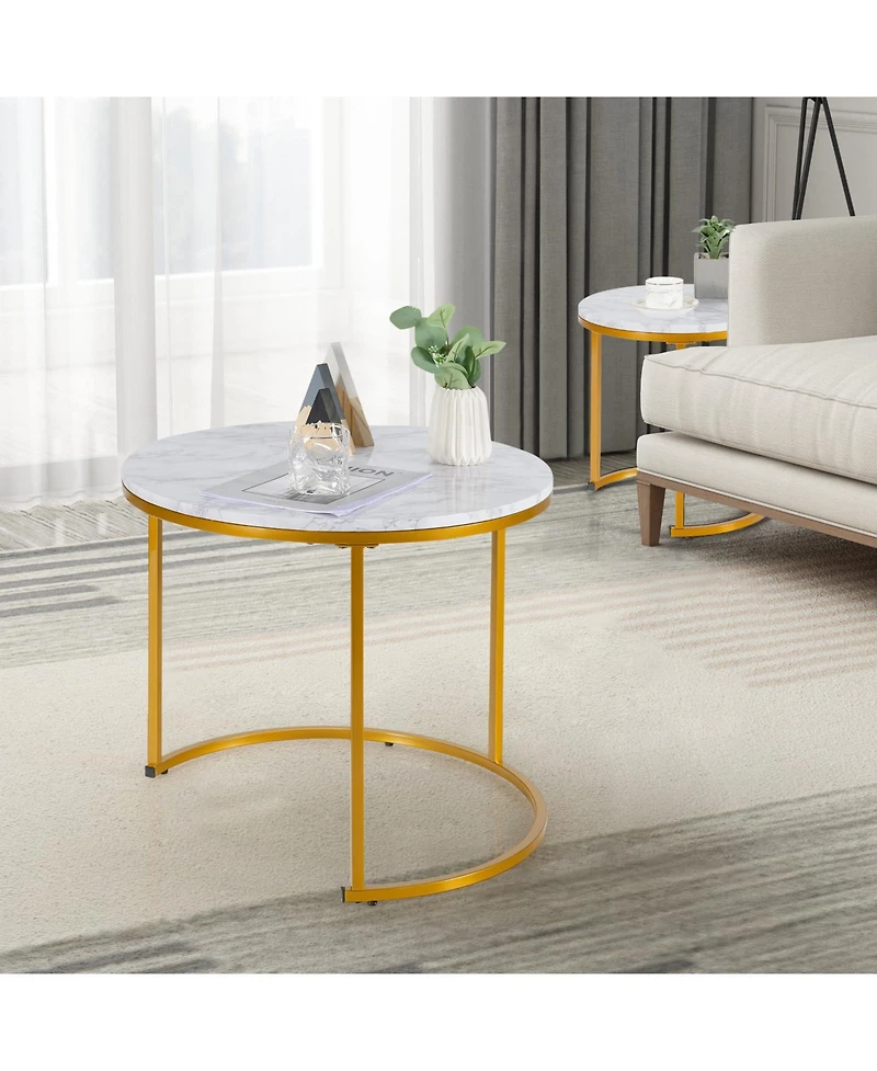 Gouun Set of 2 Modern Round Stacking Nesting Tables