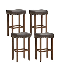 Gouun Upholstered Bar Stools Set of 2 with Footrests for Counter