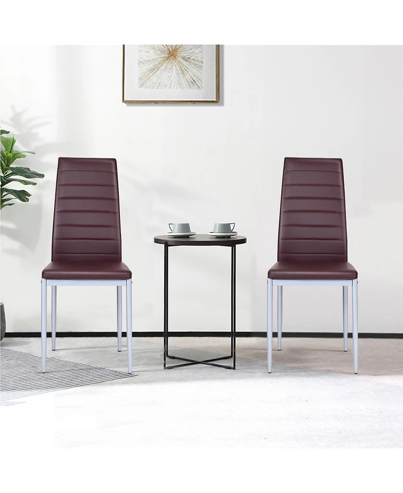 Gouun 4 pcs Pvc Leather Dining Side Chairs Elegant Design