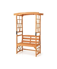 Gouun 6.2 Feet Tall Patio Garden Arbor with Pergola and 2-Seat Bench for Garden Lawn Backyard Decoration