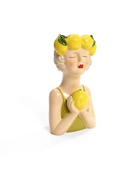 LuxenHome Lady Lemons Ceramic 11.6-Inch Tall Sculpture Vase