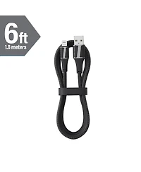 Brookstone Leather Tipped 6 Foot Mfi Certified Sync and Charge Lightning Cable