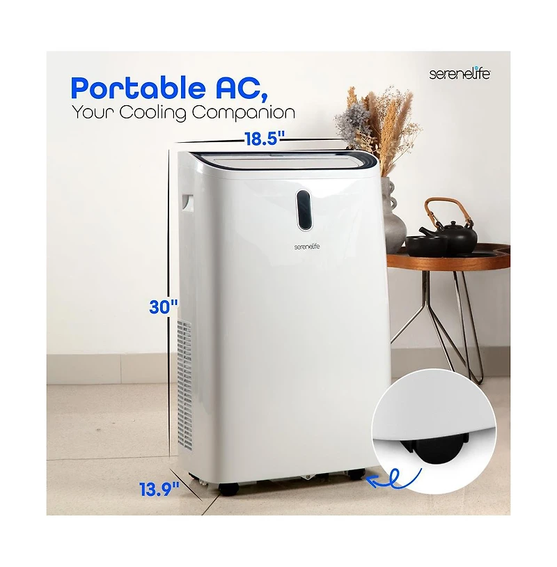 SereneLife Portable Air Conditioner, 12000 Btu, Dehumidifier & Fan Modes