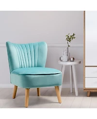 Gouun Modern Armless Velvet Accent Chair with Wood Legs
