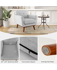 Gouun Modern Accent Chair Upholstered Linen Fabric Armchair with Removable Padded Seat Cushion